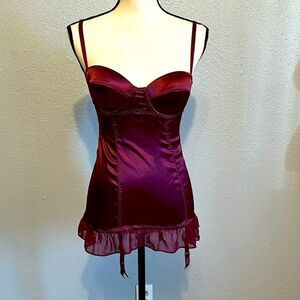 Victoria's Secret Burgundy Satin Chemise